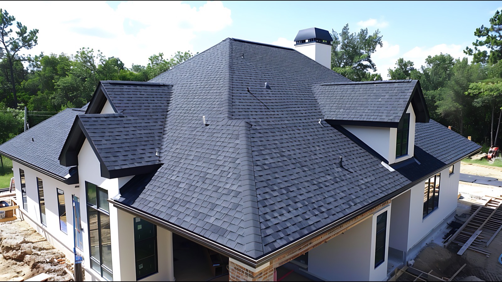 Architectural shingle roof at golden hour on a Long Island home